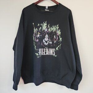 JERZEES NuBlend Disney Vilain Graphic Print Crewneck Sweatshirt XL Black